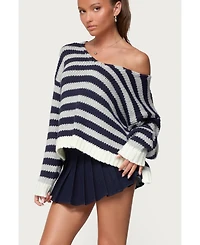 Edikted Women's Eugenie Oversized Striped Knit Sweater