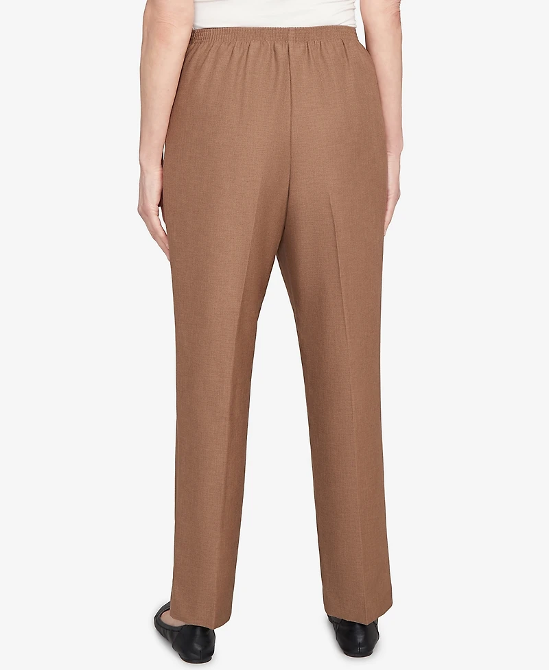 Alfred Dunner Plus Classic Signature Fit Textured Trousers Pants with All-Around Elastic Waistband