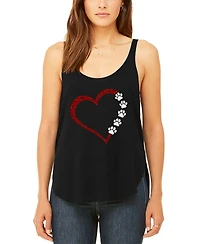 La Pop Art Women's Meow Heart Premium Word Flowy Tank Top