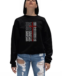 La Pop Art Women's Cross Flag Word Crewneck Sweatshirt