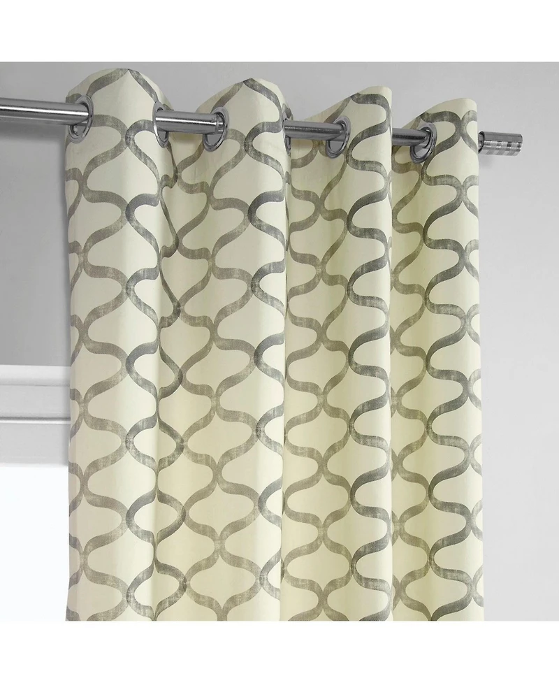 Half Price Drapes Illusions Geometric Grommet Printed Cotton Room Darkening Curtain