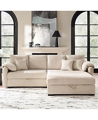Hulala Home Brandee 2 - Piece Reversible Corduroy Sectional Sofa Chaise with Storage