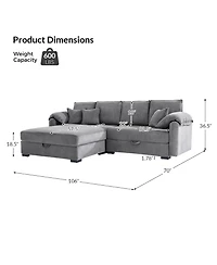 Hulala Home Brandee 2 - Piece Reversible Corduroy Sectional Sofa Chaise with Storage