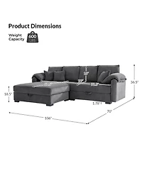 Hulala Home Brandee 2 - Piece Reversible Corduroy Sectional Sofa Chaise with Storage