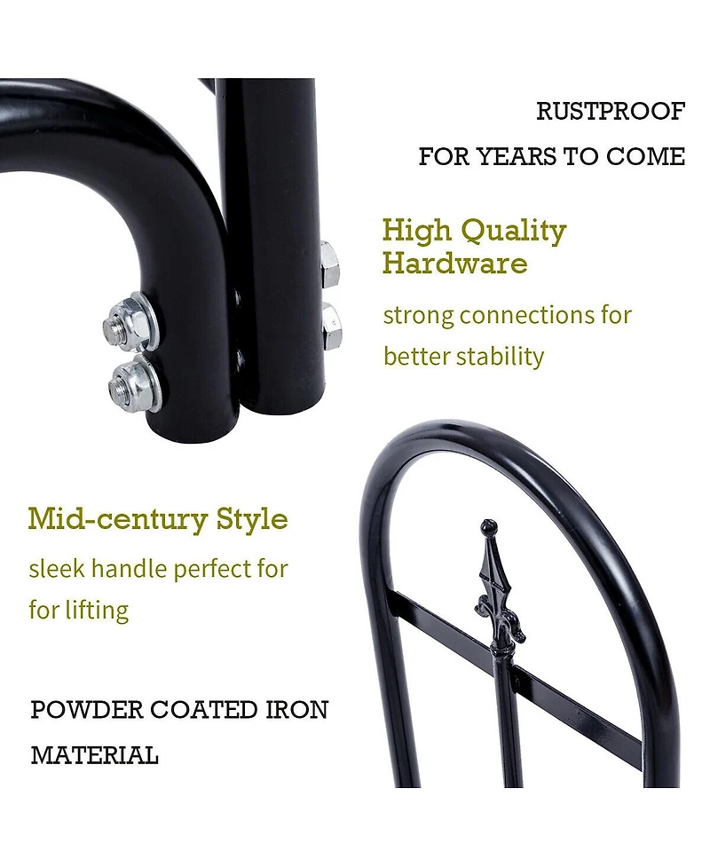 Sugift 2 Feet Outdoor Heavy Duty Steel Firewood Storage Holder