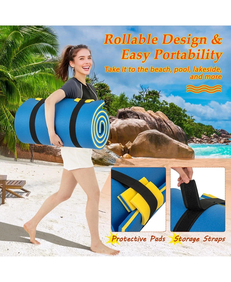 Sugift 7 Inches x 2 Inches Water Mat with Safety Tether and Pillow Design for Lake and Pool