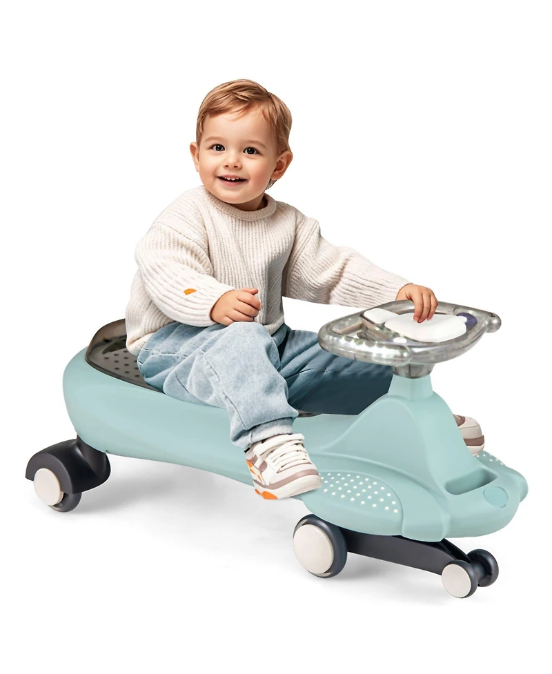 Kids Wiggle Car with Flashing Wheels, Music & Storage