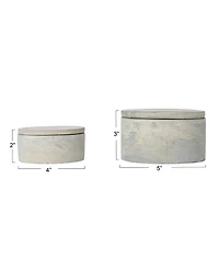 Storied Home Contemporary Cement Boxes with Lids, Grey, Set of 2