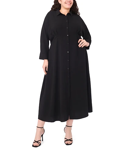 Msk Plus Button Front Collar Midi Shirtdress