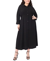 Msk Plus Button Front Collar Midi Shirtdress