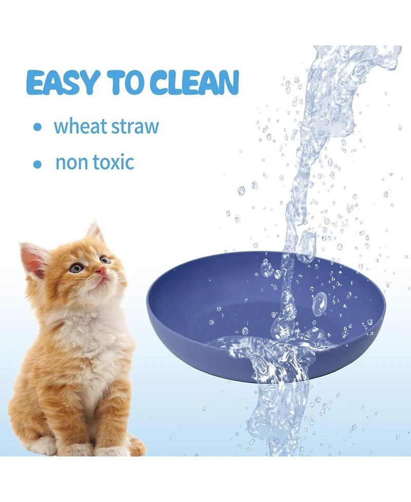 Wopet 8 Pack Cat Dishes Whisker Friendly Shallow Wide Pet Food and Water Bowl Durable Wheat Straw Cat Bowls for Indoor Outdoor Cats