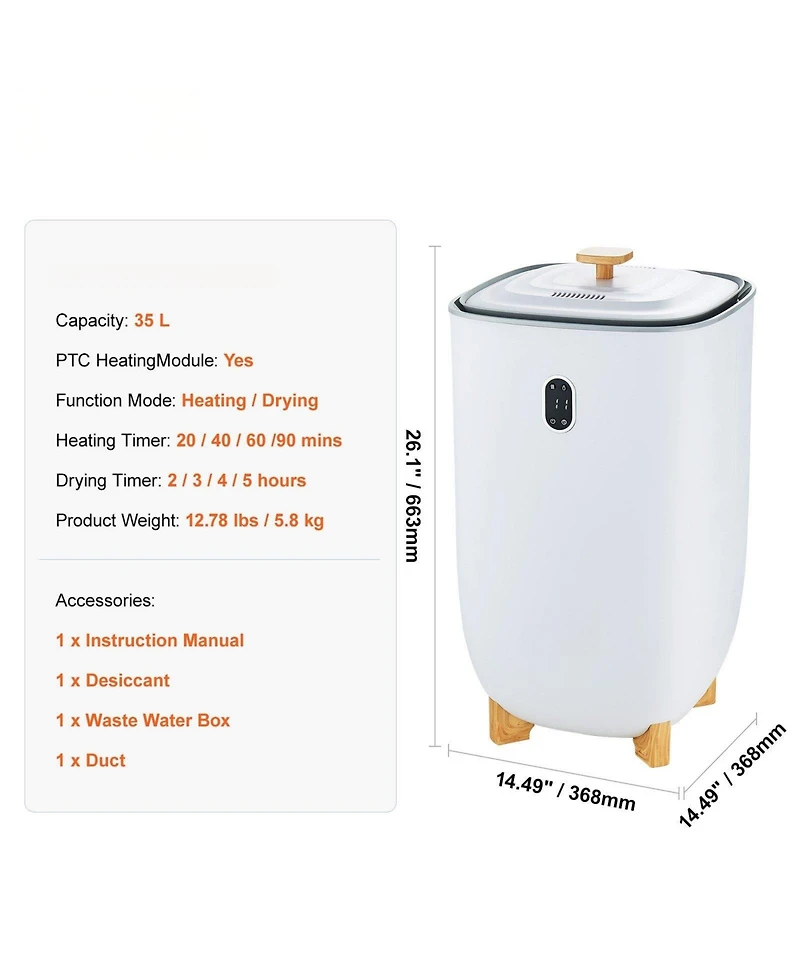 Ecooso Towel Warmer for Bathroom, 35L Large Bucket Dryer with Auto Shut-Off, Fits 6 Oversized Towels, Blankets, Clothes, and Bathrobes for Spa Use