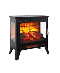 Flynama 21 inchThree-sided Freestanding Electric Fireplace Stove heater with 3D Flame effect with remote control