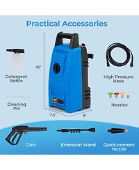 Sugift 1900 Psi 1.8 Gpm Electric Pressure Washer with 4 Quick Connect Nozzles