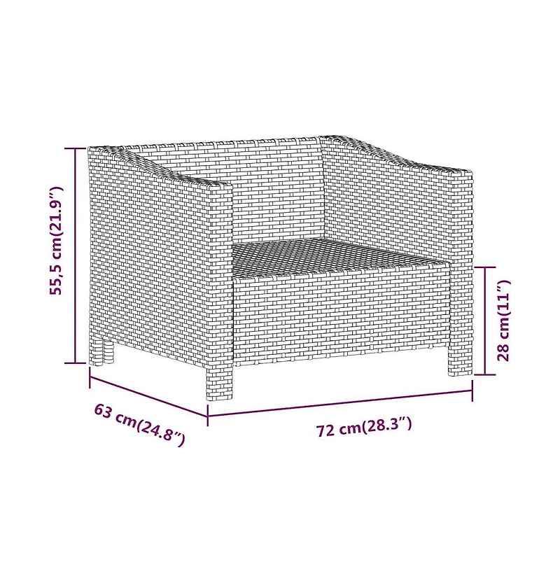 vidaXL Garden Set of 1 Armchair Poly rattan Medium Lightweight
