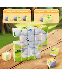 Contixo ST10 Magnetic Jungle Animal Puzzle Blocks – 25-Piece Stem Learning Toy, 6-in-1 Puzzles for Kids Ages 3+