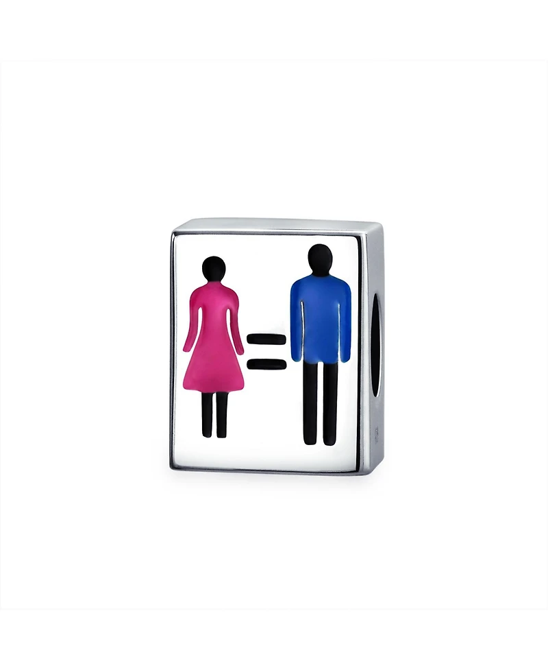 Bling Jewelry Set of 2 Inspirational Me Too Equality Rights & Yin Yang Balance Charm Bead Sterling Silver Fits European Bracelet