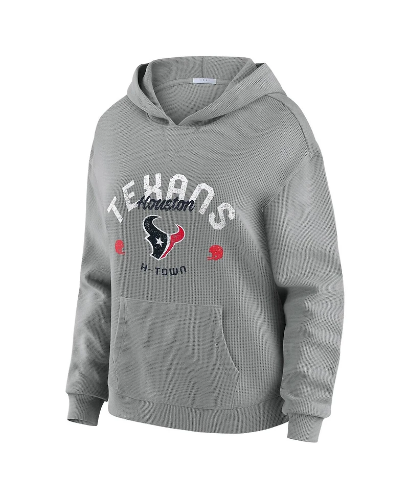 Wear by Erin Andrews Women's Gray Houston Texans Waffle-Knit Hooded Shirt & Pants Lounge Set
