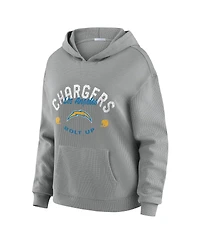 Women's Gray Los Angeles Chargers Waffle-Knit Hooded Shirt & Pants Lounge Set