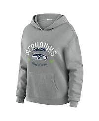 Women's Gray Seattle Seahawks Waffle-Knit Long Sleeve Hooded Shirt & Pants Lounge Set