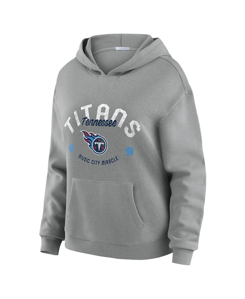 Wear by Erin Andrews Women's Gray Tennessee Titans Waffle-Knit Hooded Shirt & Pants Lounge Set