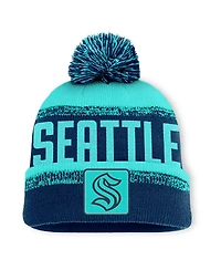Men's Deep Sea Blue/Light Blue Seattle Kraken Fundamentals Thrive Cuffed Knit Hat with Pom
