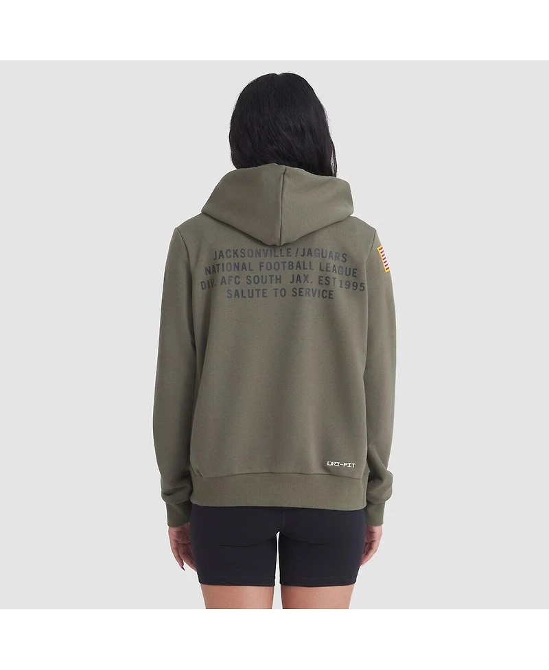 Nike Women's Olive Jacksonville Jaguars 2025 Salute to Service Sideline Standard Issue Dri-fit Hoodie