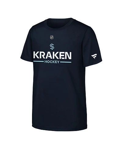Big Boys and Girls Navy Seattle Kraken Authentic Pro Wordmark T-Shirt