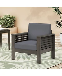 Streamdale Acacia Wood Club Chairs With Cushions, Dark Gray