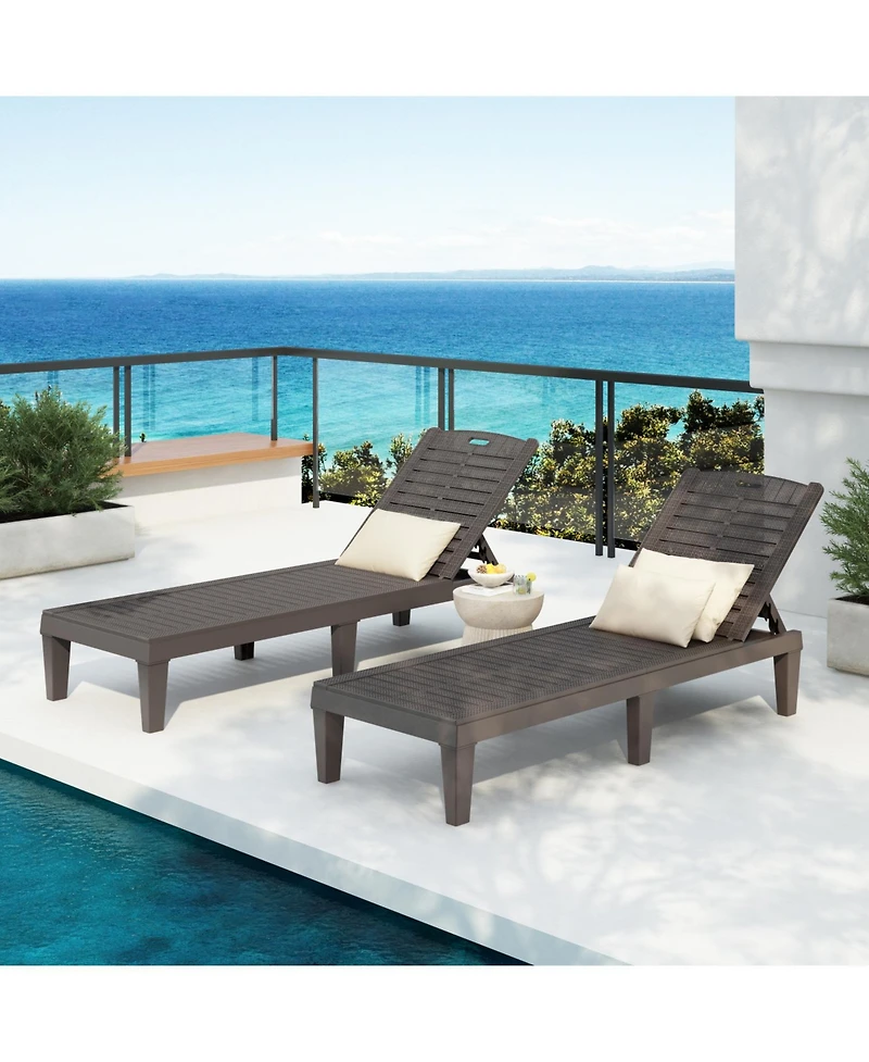 Streamdale Resin Outdoor Chaise Lounge Set - Dark Brown