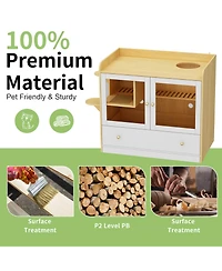 Cat Litter Box Furniture Hidden, Cats Condo Pet House with Stairs, Indoor Cat Litter House