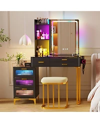 Vlsrka Vanity Makeup Desk with Mirror and Lights