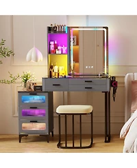 Vlsrka Vanity Makeup Desk with Mirror and Lights
