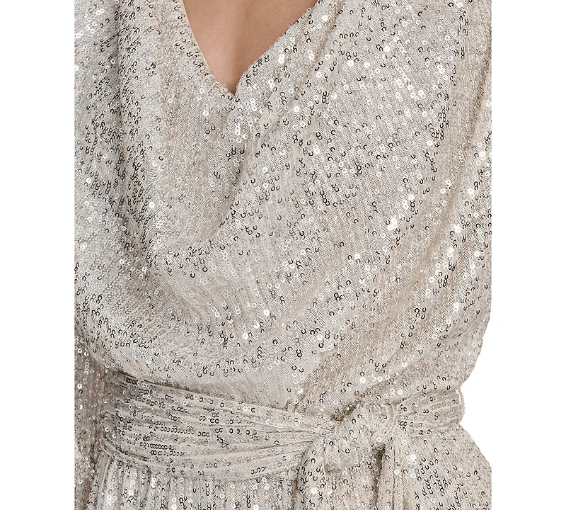 Eliza J Women's Long-Sleeve Social-Sequin Jumpsuit