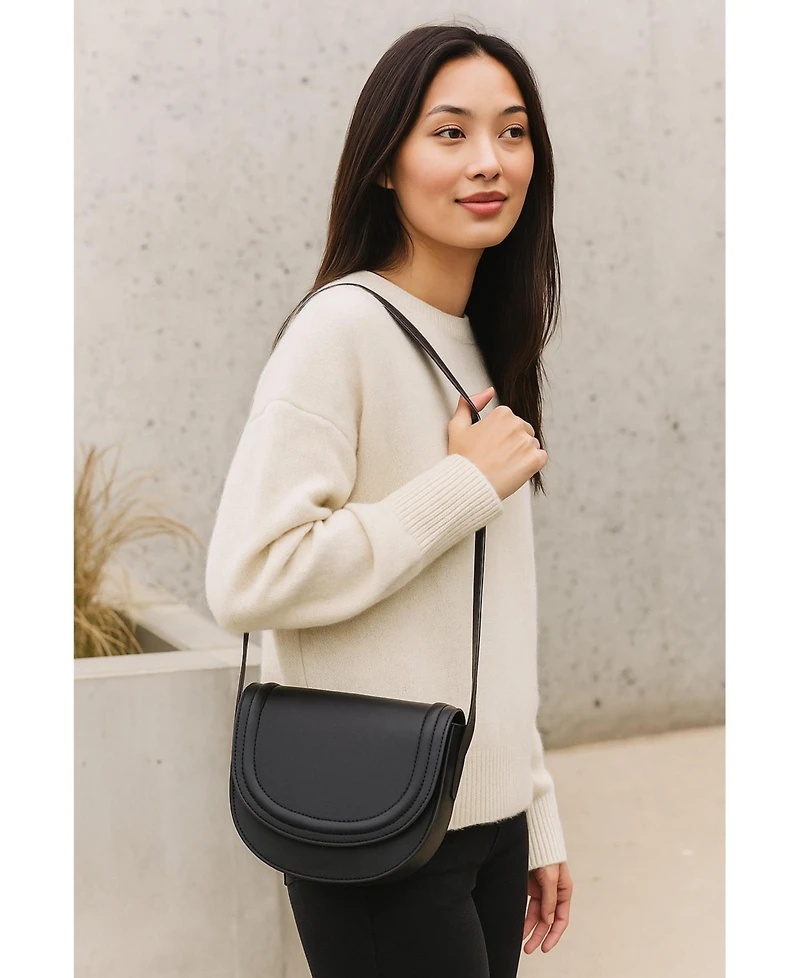 Small Leather Saddle Crossbody Bag