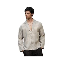 Campus Sutra Men's Ecru Beige Wrinked Korean Oversized Shirt