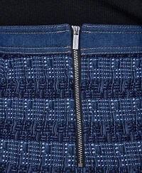 Karl Lagerfeld Paris Women's Tweed and Denim Zipper Mini Skirt
