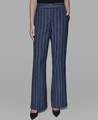 Karl Lagerfeld Paris Women's Mid Rise Striped Sequin Pants