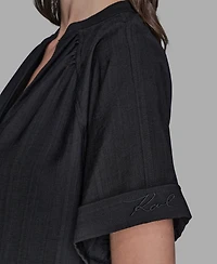 Karl Lagerfeld Paris Women's Drop Shoulder Short-Sleeve Blouse