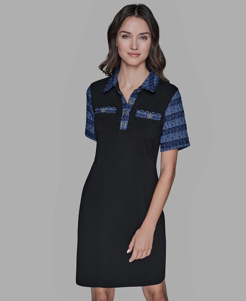 Karl Lagerfeld Paris Women's Polo Collar Pull-On Dress