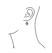 Bling Jewelry Western Style Oval Filigree Blue Natural Stabilized Turquoise Dangle Drop Earrings Lever Back Oxidized Sterling Silver