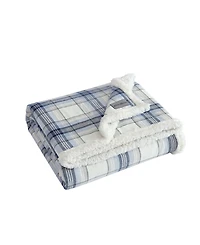 Eddie Bauer Plaid Cotton Yarn Dye Flannel Reversible Throw, 60" x 50"