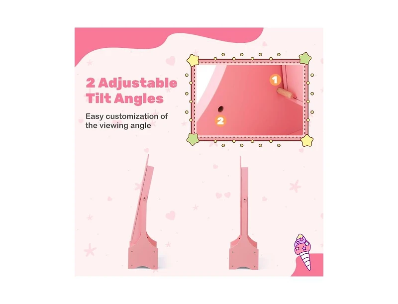 Kids Jewelry Armoire Cabinet with Storage and 2 Tilt Angles