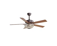 Sofucor 52-inch Elegant and Simple Brown 5-Blade Flush Mount with Remote Control and Timer Functions