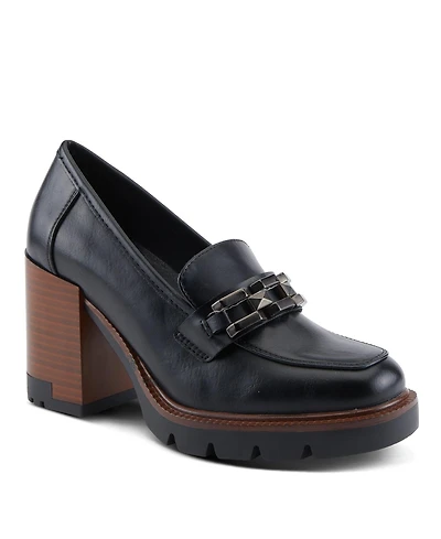 Patrizia Women s Dajah Slip-On Loafers with Inset Heel, Geometric Hardware & Lug Sole