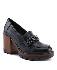 Patrizia Women s Dajah Slip-On Loafers with Inset Heel, Geometric Hardware & Lug Sole