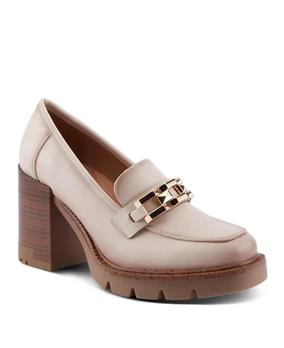 Patrizia Women s Dajah Slip-On Loafers with Inset Heel, Geometric Hardware & Lug Sole