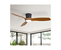 Sofucor 52-inch Modern Minimalist 3-Blade Flush Mount with Remote Control,Supporting Mobile Device Connection and Voice Function