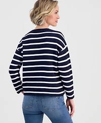 Nautica Women's Striped Braided Pointelle Sweater