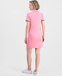 Nautica Women's Cotton Solid Puff-Sleeve Polo Dress